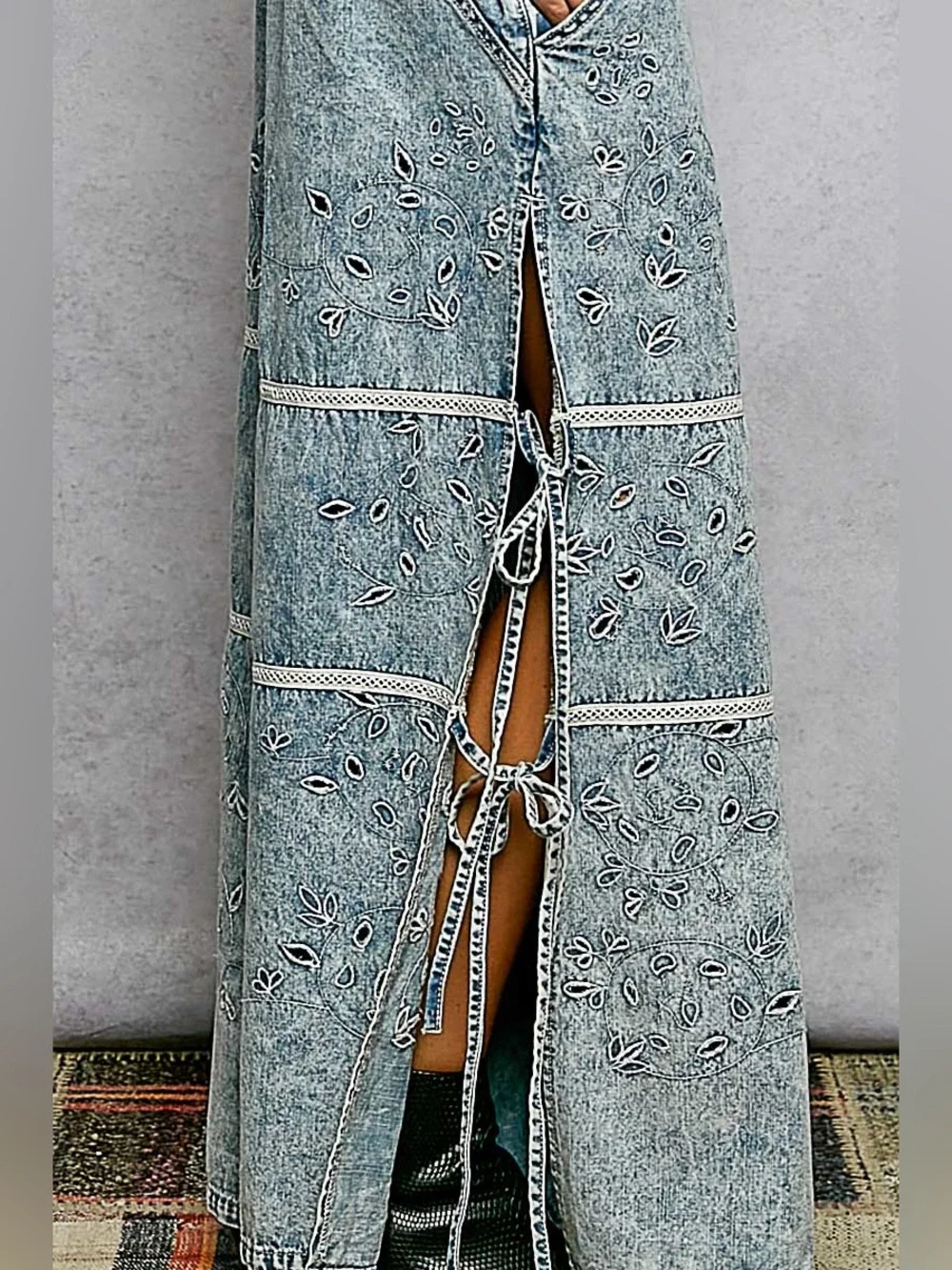 POL Light Blue Acid-Wash Embroidered Wide-Leg Jeans - Picture 8 of 8